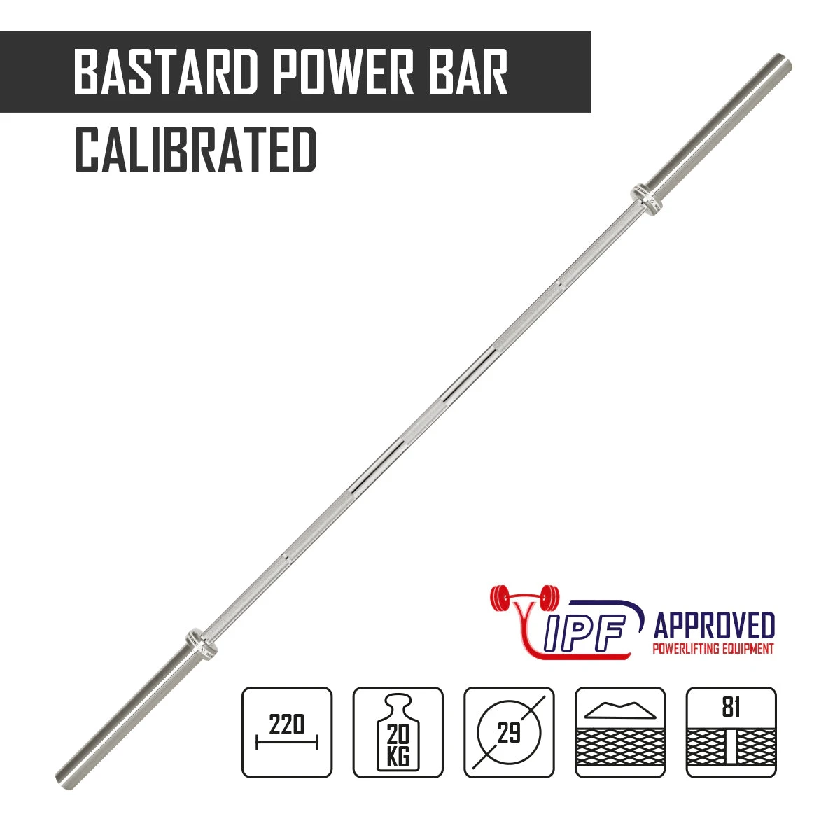 Calibrated Bastard Power Bar - Stainless Steel, IPF Approved 4 Calibrated Bastard Power Bar - Stainless Steel, IPF Approved - Image 2