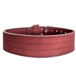 Double Prong Belt, Wine Red Colour, 10MM - IPF Approved -Strength Shop BEL 10MM DP WINERED S Shop 2