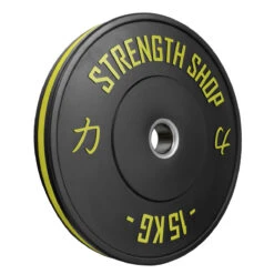 B-WARE Rubber Bumper Plates W/ Colour Coded Stripe, 5kg-25kg Or 150kg Set -Strength Shop BUMP STRIPE 15KG 1