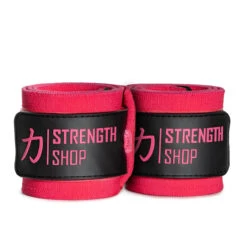 Heavy Wrist Wraps, Pink, IPF Approved – 60cm/90cm -Strength Shop Heavy Pink Pro Double
