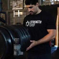 Strength Wear Logo T-Shirt V3 – Black -Strength Shop SHIRT LOGO V3 BLK ACTIONSHOT 2