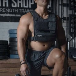 Heavy Duty Weighted Vest Adjustable - 1-20KG -Strength Shop SHOP WEIGHTVEST ACTIONSHOT 2